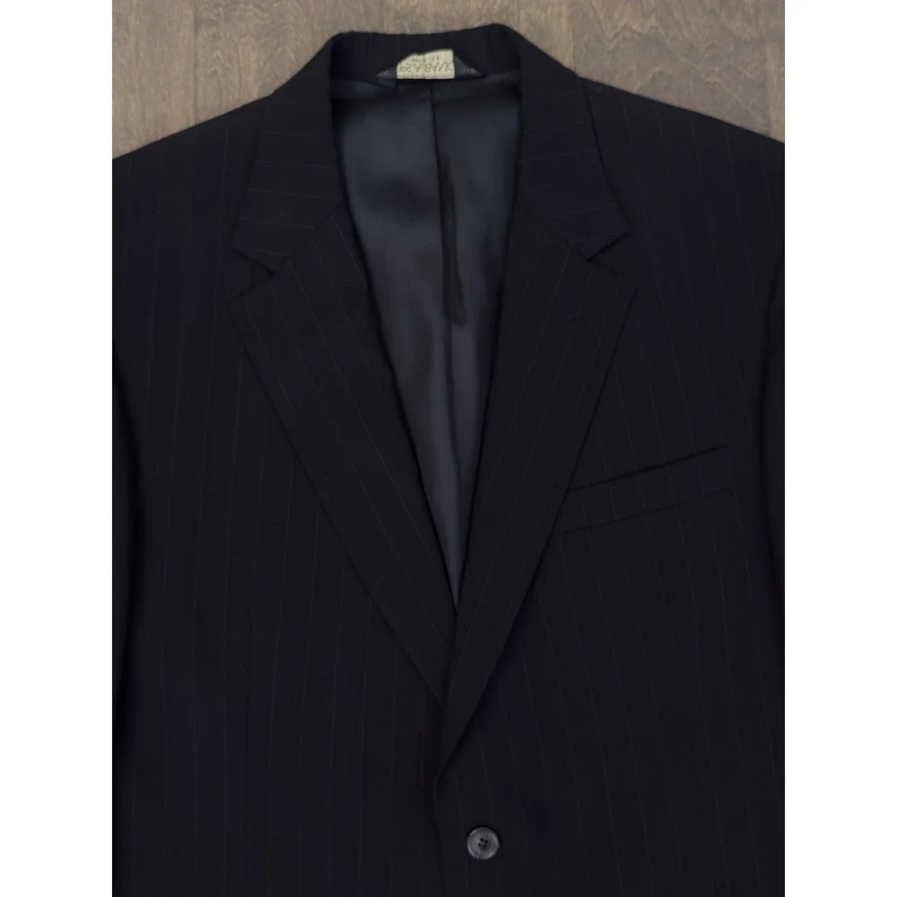 Jos A Bank Mens Size 42R Navy Blue‎ Pinstripe Suit Jacket 100% Wool Made In USA